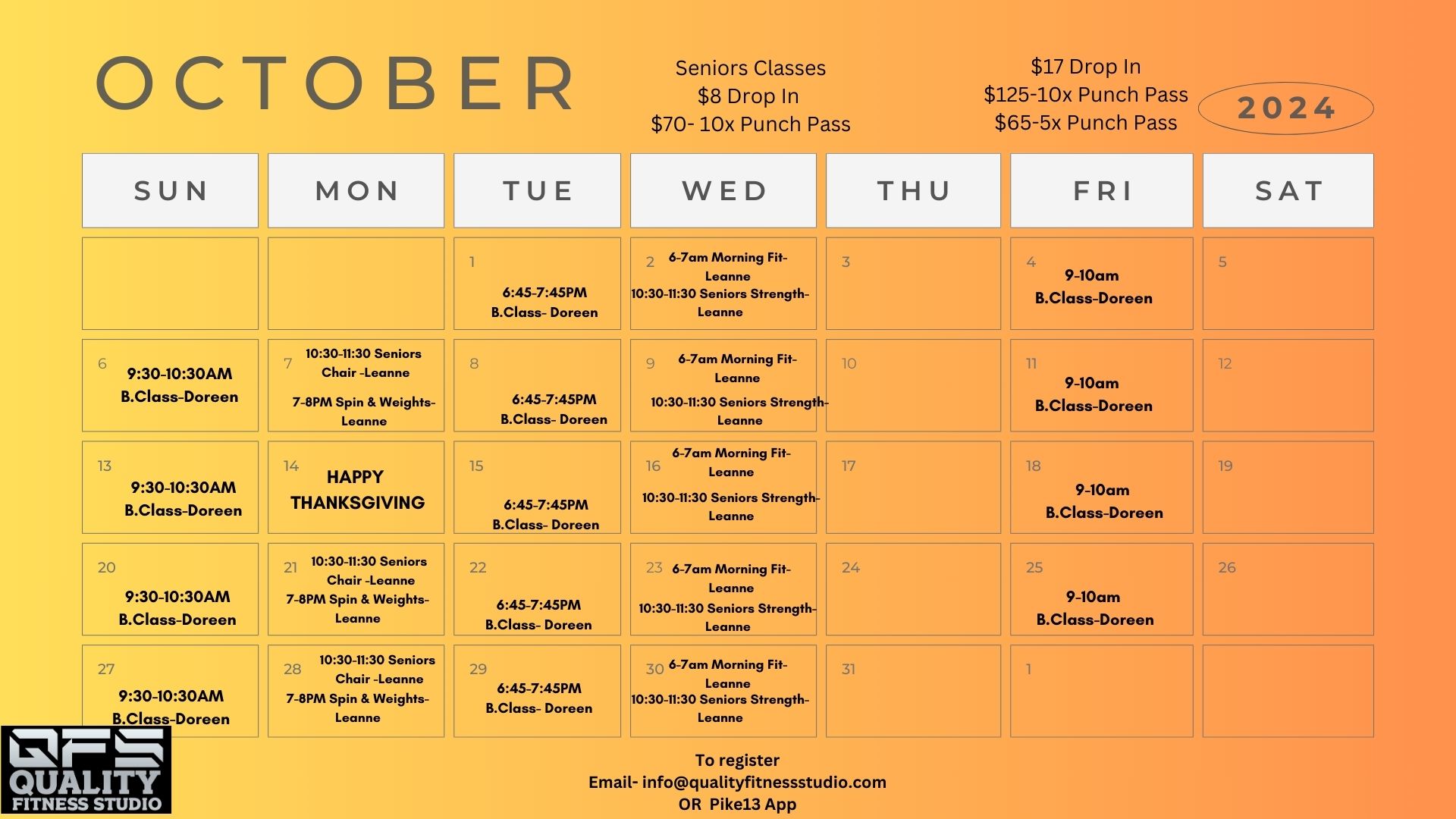 October Schedule